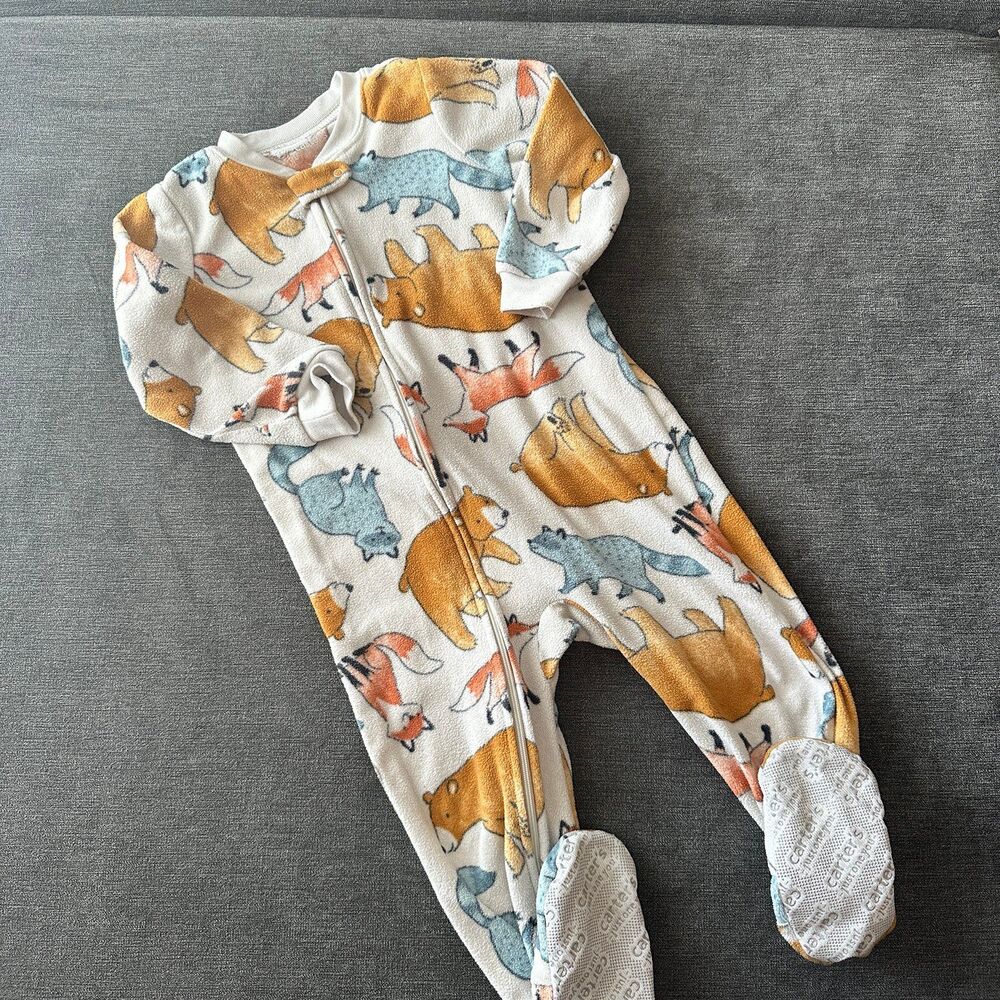 Carters footed fleece pajamas size 2T bear, fox and more